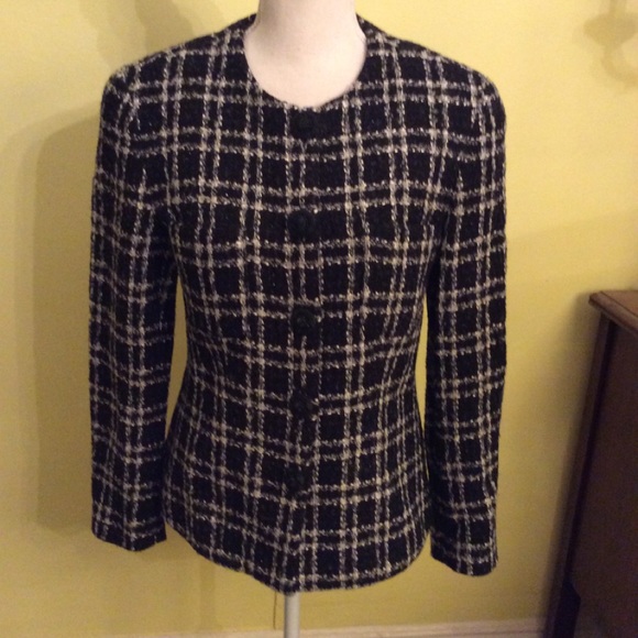 Source Unknown Jackets & Blazers - Cute Black & White Wool Blend Plaid Jacket Size 4